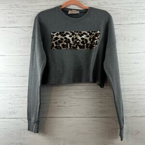 Loyd/Ford Gray Velvet Leopard Sweatshirt Size M